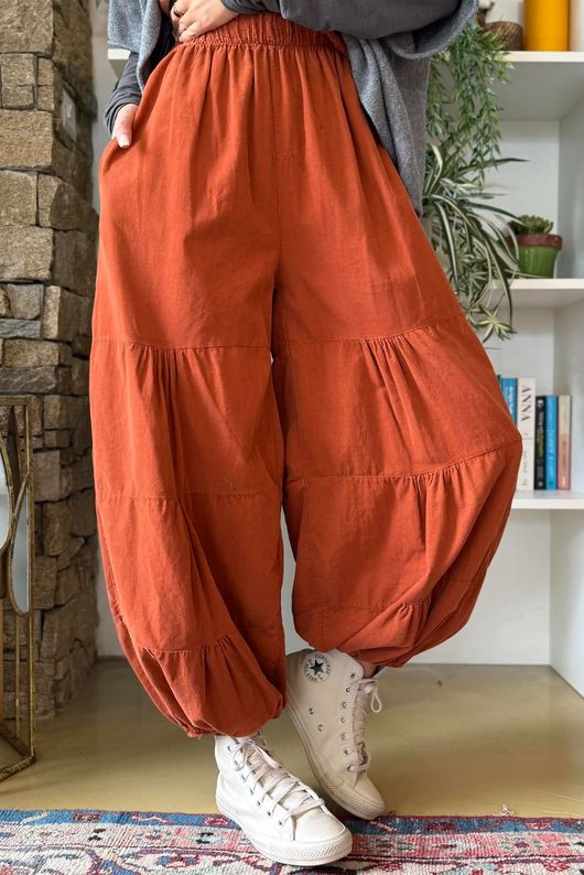 Basso Baby Cord Tiered Cuff Pant Rust